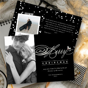 Cartes Pour Fêtes Annuelles Joyeux Noël Classic Script Photo Élégant Chic