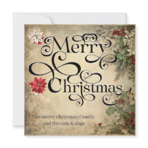Joyeux Noël Classique Fleurs Chic Typographie