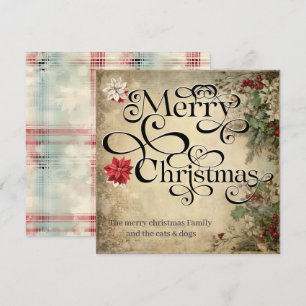 Cartes Pour Fêtes Annuelles Joyeux Noël Classique Fleurs Chic Typographie