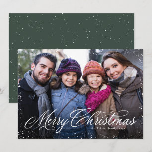 Cartes Pour Fêtes Annuelles Joyeux Noël classique une photo verte