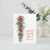 Cartes Pour Fêtes Annuelles Joyeux Noël | Cloches et pins Retro (Debout devant)