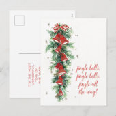 Cartes Pour Fêtes Annuelles Joyeux Noël | Cloches et pins Retro (Devant / Derrière)