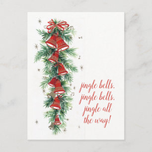 Cartes Pour Fêtes Annuelles Joyeux Noël   Cloches et pins Retro