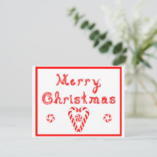 Cartes Pour Fêtes Annuelles Joyeux Noël Cœur Canne à Sucre Tourbillon de Menth