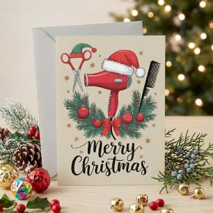 Cartes Pour Fêtes Annuelles Joyeux Noël Coiffeur Coiffeuse Noël Cheveux 
