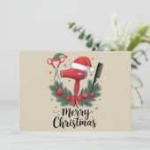 Cartes Pour Fêtes Annuelles Joyeux Noël Coiffeur Coiffeuse Noël Cheveux  (Debout devant)