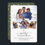 Cartes Pour Fêtes Annuelles Joyeux Noël Collage de photos chic et doré en form<br><div class="desc">Carte de vacances de famille minimaliste avec une typographie de style moderne qui lit Joyeux Noël sous un cœur doré imprimé avec votre message personnalisé et vos photos préférées encadrées dans un collage de photos amusant et joyeux. Apportez de la joie à vos proches avec cette papeterie mignonne, simple, tendance...</div>