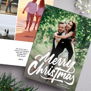 Cartes Pour Fêtes Annuelles Joyeux Noël Collage de photos écrit à la main Blan