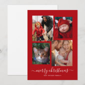 Cartes Pour Fêtes Annuelles Joyeux Noël Collage de quatre photos  (Devant / Derrière)