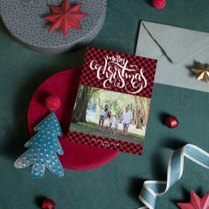 Cartes Pour Fêtes Annuelles Joyeux Noël Collage photo à carreaux de Buffalo