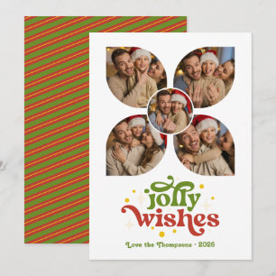 Cartes Pour Fêtes Annuelles Joyeux Noël Collage Photo Rétro Milieu de Siècle