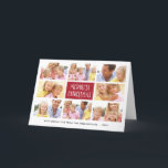 Cartes Pour Fêtes Annuelles Joyeux Noël | Collage photo vacances pliées<br><div class="desc">Ce carte photo de vacances moderne et minimaliste dispose d'une disposition multi-photo avec une place pour huit photos,  ainsi que de la lettrage main mignon qui dit "Joyeux Noël" en rouge et blanc.</div>