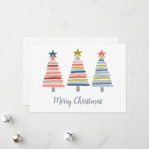 Cartes Pour Fêtes Annuelles Joyeux Noël coloré arbres empilés