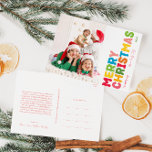 Cartes Pour Fêtes Annuelles Joyeux Noël coloré et brillant Photo complète<br><div class="desc">Découvrez la joie et la magie de la saison des Fêtes avec cette carte postale unique et festive, colorée et lumineuse Joyeux Noël pleine photo vacances. Son design simple mais amusant présente une palette de couleurs arc-en-ciel rouge, vert, jaune, bleu, orange et rose, créant une atmosphère dynamique et joyeuse. L'approche...</div>