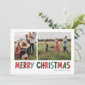 Cartes Pour Fêtes Annuelles Joyeux Noël Colorful vibrant multiphoto (Debout devant)