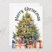 Cartes Pour Fêtes Annuelles Joyeux Noël Coq avec sapin de Noël (Devant / Derrière)