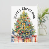 Cartes Pour Fêtes Annuelles Joyeux Noël Coq avec sapin de Noël (Debout devant)