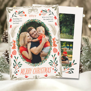 Cartes Pour Fêtes Annuelles Joyeux Noël Coquette Botanique 3 Photo