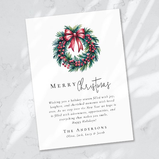 Cartes Pour Fêtes Annuelles Joyeux Noël Coquette Bow Wreath