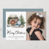 Cartes Pour Fêtes Annuelles Joyeux Noël Cosy Aquarelle Accueil Photo Vacances (Devant / Derrière)