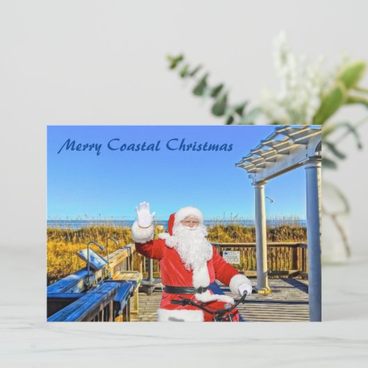Cartes Pour Fêtes Annuelles Joyeux Noël côtier Hilton Head Island Père Noël (Debout devant)