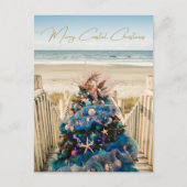 Cartes Pour Fêtes Annuelles Joyeux Noël côtier Plage tropicale et arbre (Devant)