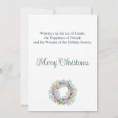 Cartes Pour Fêtes Annuelles Joyeux Noël, couronne colorée (Dos)
