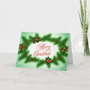 Cartes Pour Fêtes Annuelles Joyeux Noël Couronne de houx