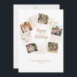 Cartes Pour Fêtes Annuelles Joyeux Noël Couronne de Noël Or Collage de Photos<br><div class="desc">Une belle carte de vacances présentant 5 de vos photos préférées sur fond de couronne de Noël rose gold dessinée à la main. Le verso présente un motif festif à pois. Une carte qui apportera certainement des sourires à vos amis et à votre famille.</div>