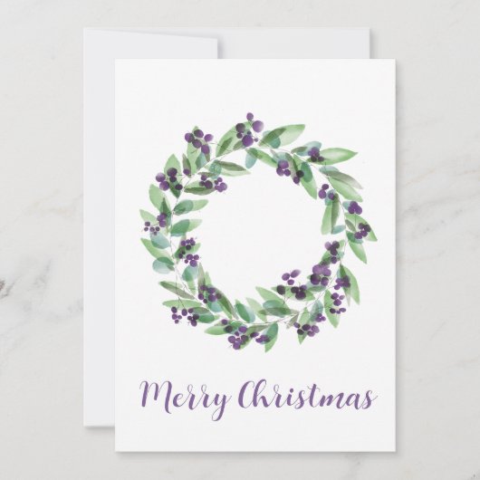 Cartes Pour Fêtes Annuelles Joyeux Noël, couronne de Noël violet de la créatur (Devant)