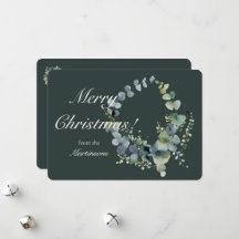Joyeux Noël Couronne d'eucalyptus vert foncé