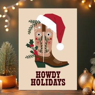 Cartes Pour Fêtes Annuelles Joyeux Noël Cowboy Bottes de l'Ouest de Noël