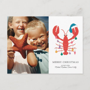Cartes Pour Fêtes Annuelles Joyeux Noël Crabe homard de plage de vacances