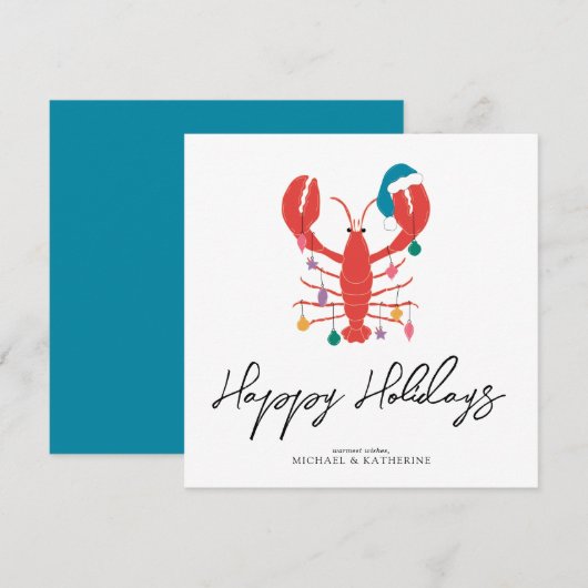 Cartes Pour Fêtes Annuelles Joyeux Noël | Crabe homard de plage de vacances (Devant / Derrière)