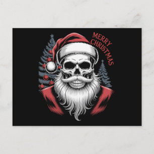 Cartes Pour Fêtes Annuelles Joyeux Noël Crâne Chapeau de Père Noël Barbe Gothi