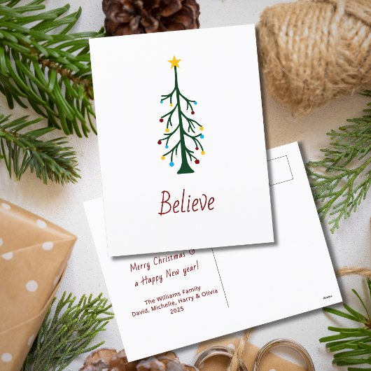 Cartes Pour Fêtes Annuelles Joyeux Noël Croire arbre À feuillage persistant mo