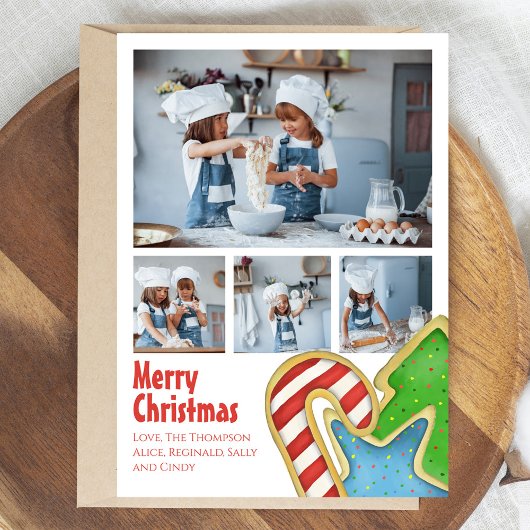 Cartes Pour Fêtes Annuelles Joyeux Noël Cute Cookie Photo Collage