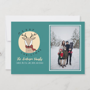 Cartes Pour Fêtes Annuelles Joyeux Noël Cute Deer Photo de la famille