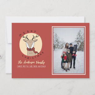 Cartes Pour Fêtes Annuelles Joyeux Noël Cute Deer Photo de la famille