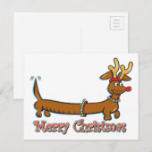 Cartes Pour Fêtes Annuelles Joyeux Noël Dachshund (Devant / Derrière)