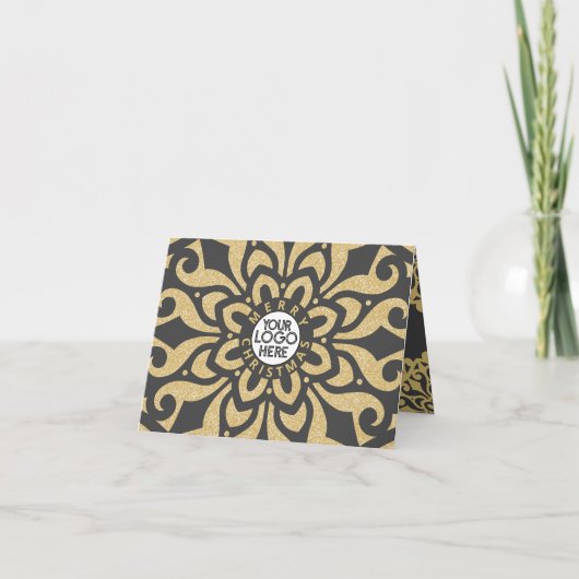 Cartes Pour Fêtes Annuelles Joyeux Noël d'affaires logo Snowflake Gold (Devant)