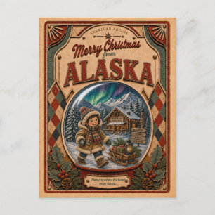 Cartes Pour Fêtes Annuelles Joyeux Noël d'Alaska Boule à neige vintage