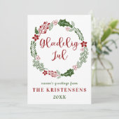 Cartes Pour Fêtes Annuelles Joyeux Noël danois, personnalisé (Debout devant)