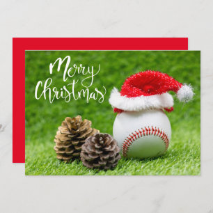 Cartes Pour Fêtes Annuelles Joyeux Noël de baseball avec chapeau de Père Noël