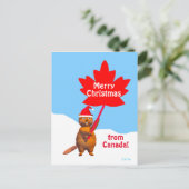 Cartes Pour Fêtes Annuelles Joyeux Noël de Canada Beaver (Debout devant)