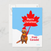 Cartes Pour Fêtes Annuelles Joyeux Noël de Canada Beaver (Devant / Derrière)