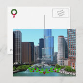 Cartes Pour Fêtes Annuelles Joyeux Noël de Chicago Illinois (Devant / Derrière)