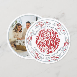 Cartes Pour Fêtes Annuelles Joyeux Noël de couronne Photo personnalisée
