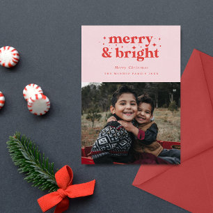 Cartes Pour Fêtes Annuelles Joyeux Noël de famille rétro et lumineux