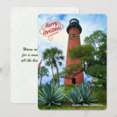 Cartes Pour Fêtes Annuelles Joyeux Noël de Floride Phare Jupiter (Devant / Derrière)